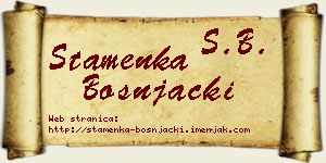 Stamenka Bošnjački vizit kartica